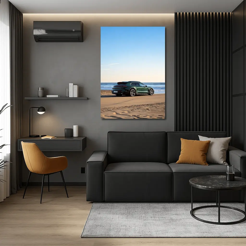 Porsche Taycan Cross Turismo Green Beach – Wall Art