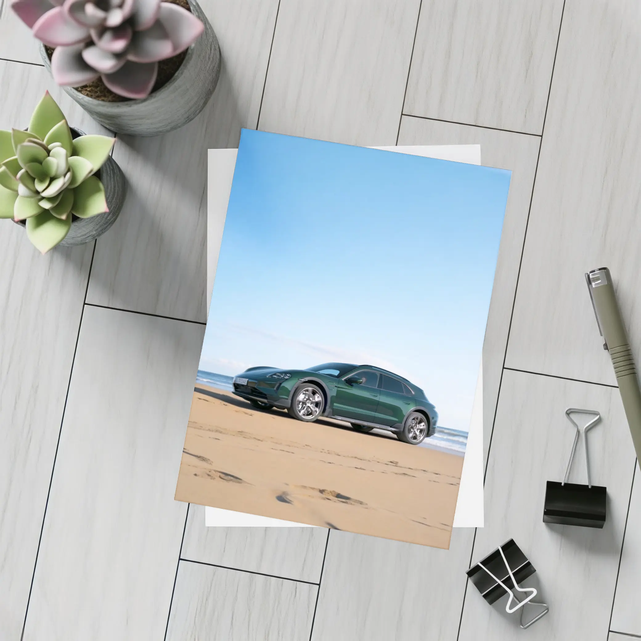 Porsche Taycan Cross Turismo Green Beach – Postcards