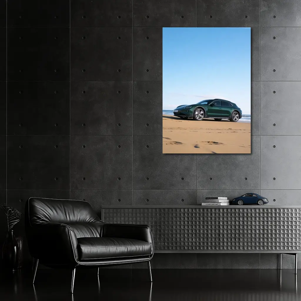 Porsche Taycan Cross Turismo Green Beach – Wall Art