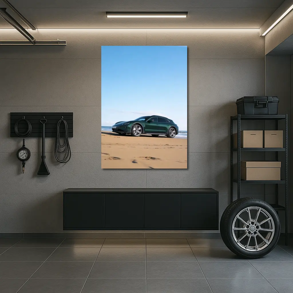Porsche Taycan Cross Turismo Green Beach – Wall Art