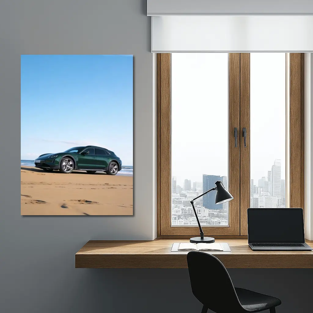Porsche Taycan Cross Turismo Green Beach – Wall Art