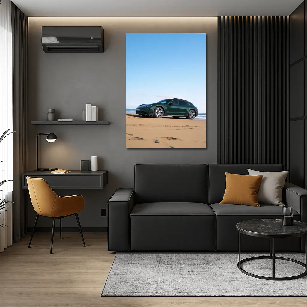 Porsche Taycan Cross Turismo Green Beach – Wall Art
