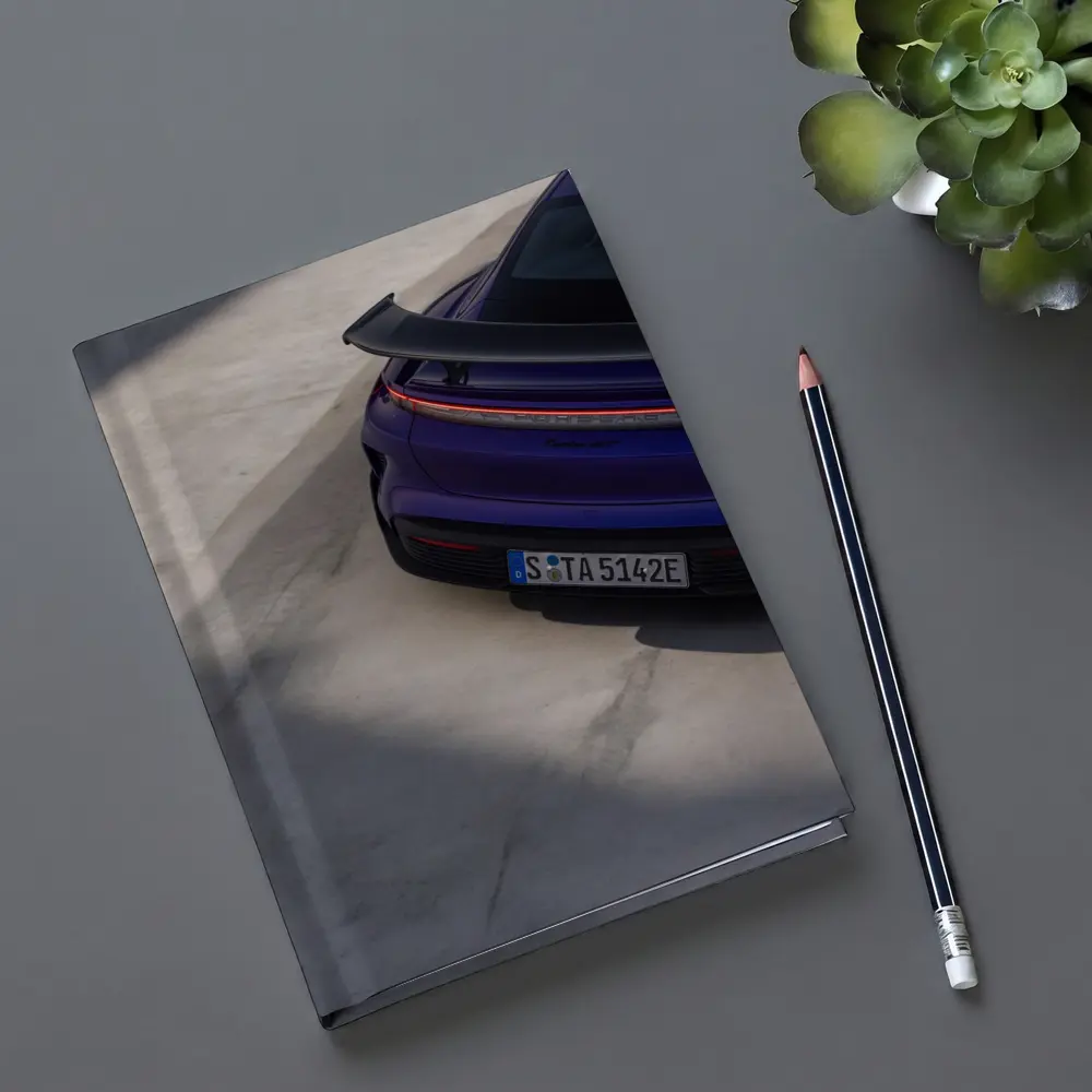 Porsche Taycan Rear View Purple Concrete – Notebooks
