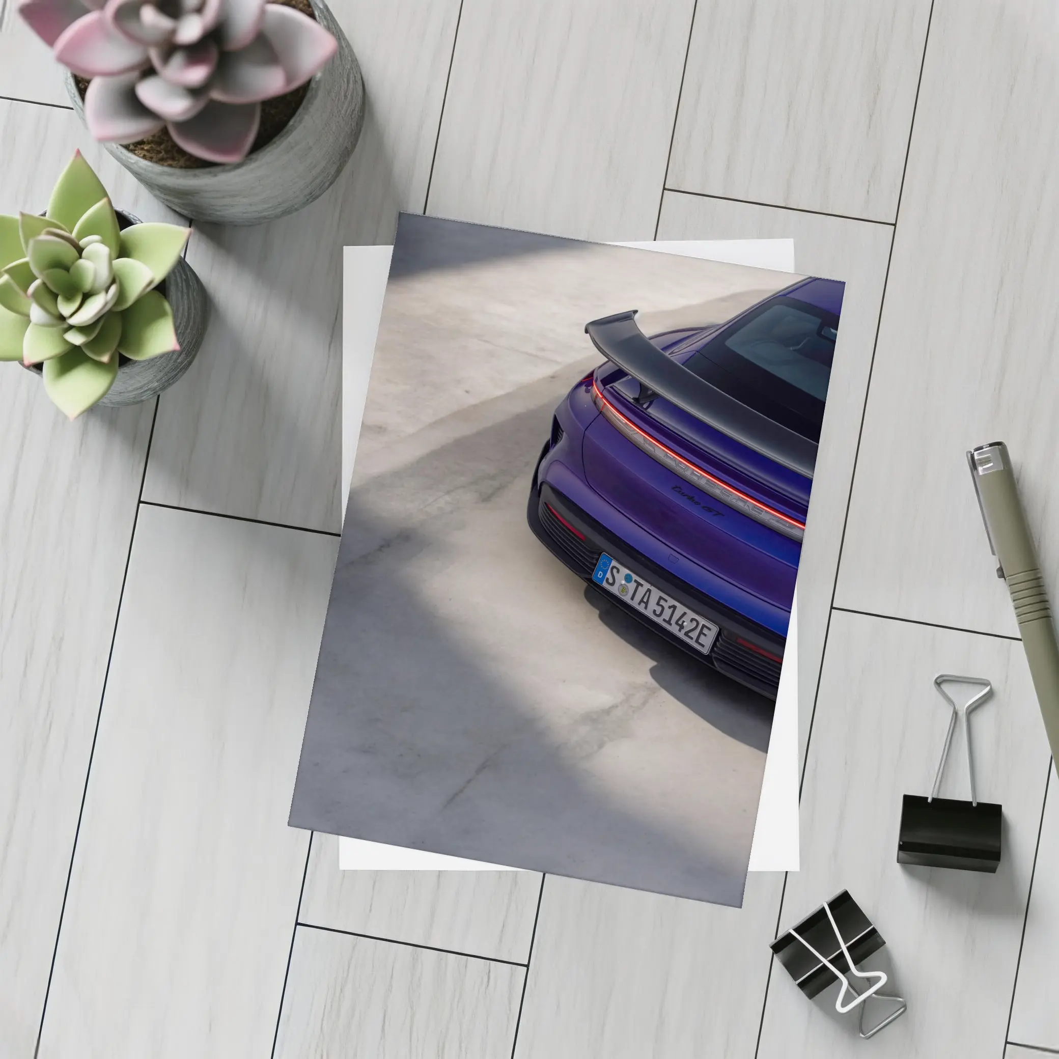 Porsche Taycan Rear View Purple Concrete – Postcards