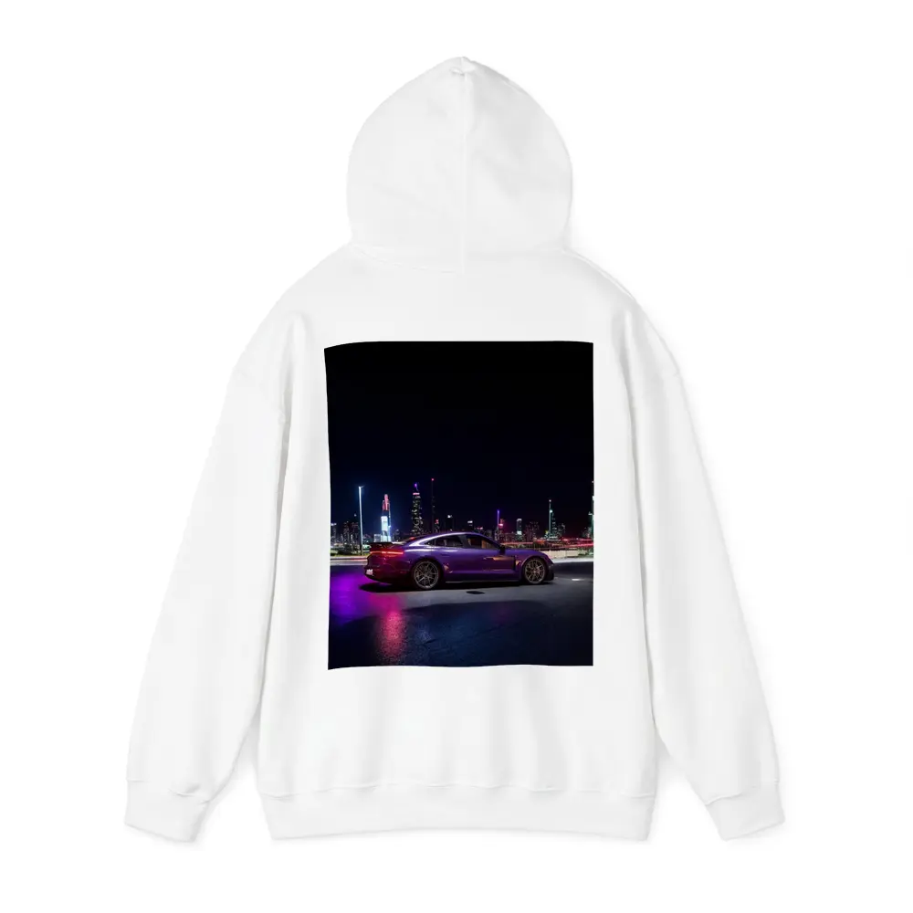 Porsche Taycan Purple Night City Skyline – Hoodies