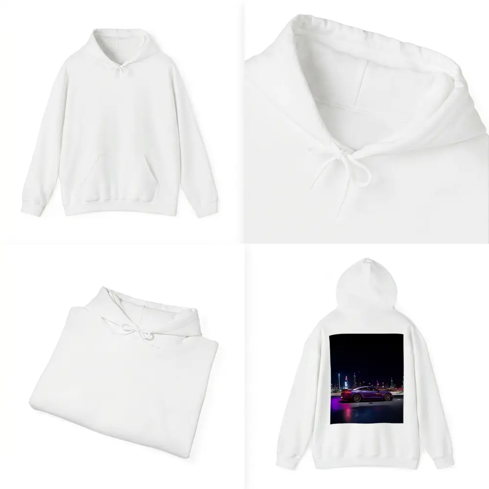 Porsche Taycan Purple Night City Skyline – Hoodies