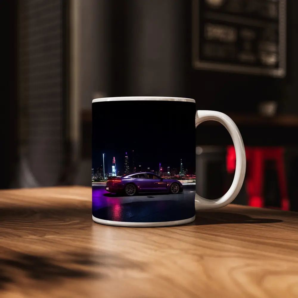 Porsche Taycan Purple Night City Skyline – Mugs