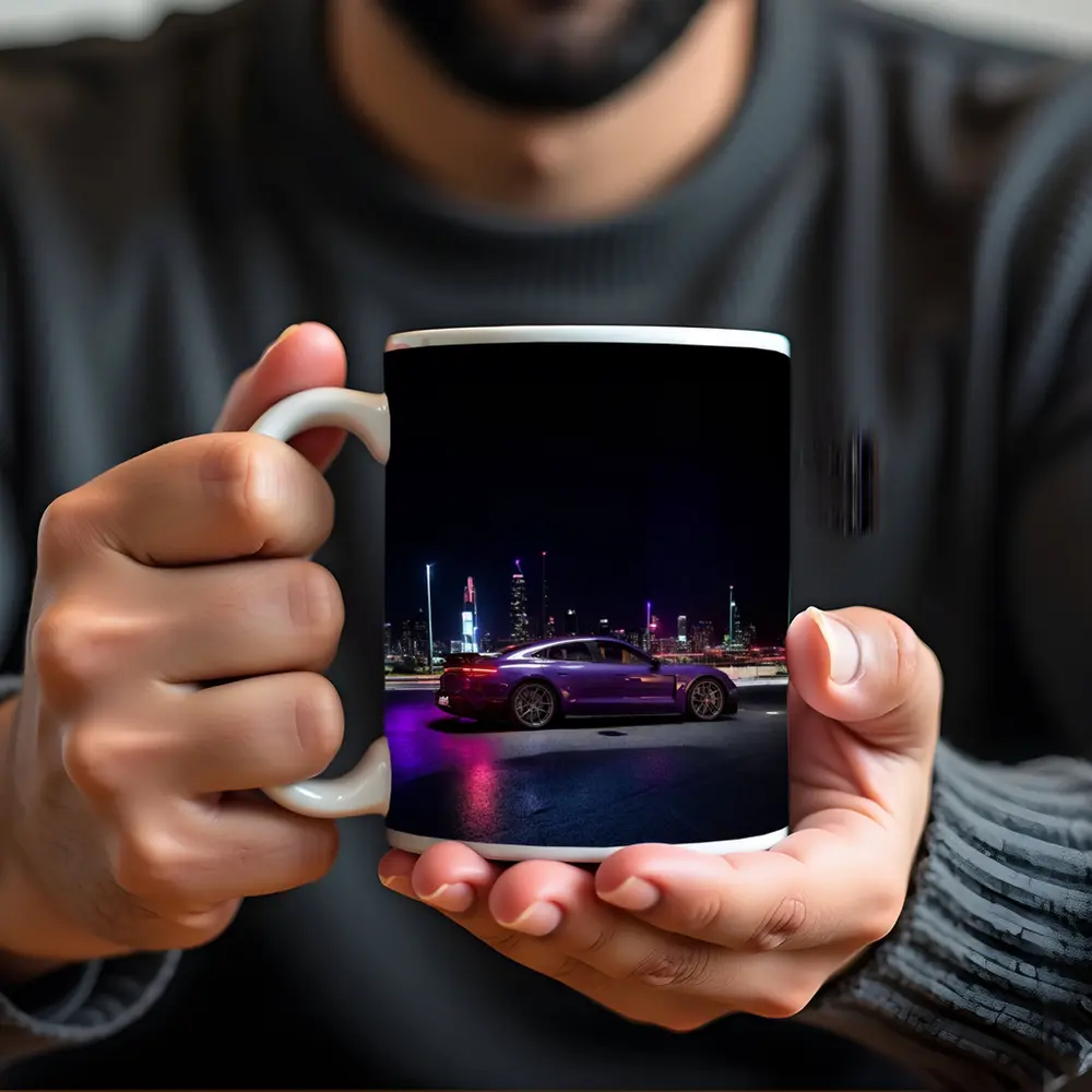 Porsche Taycan Purple Night City Skyline – Mugs