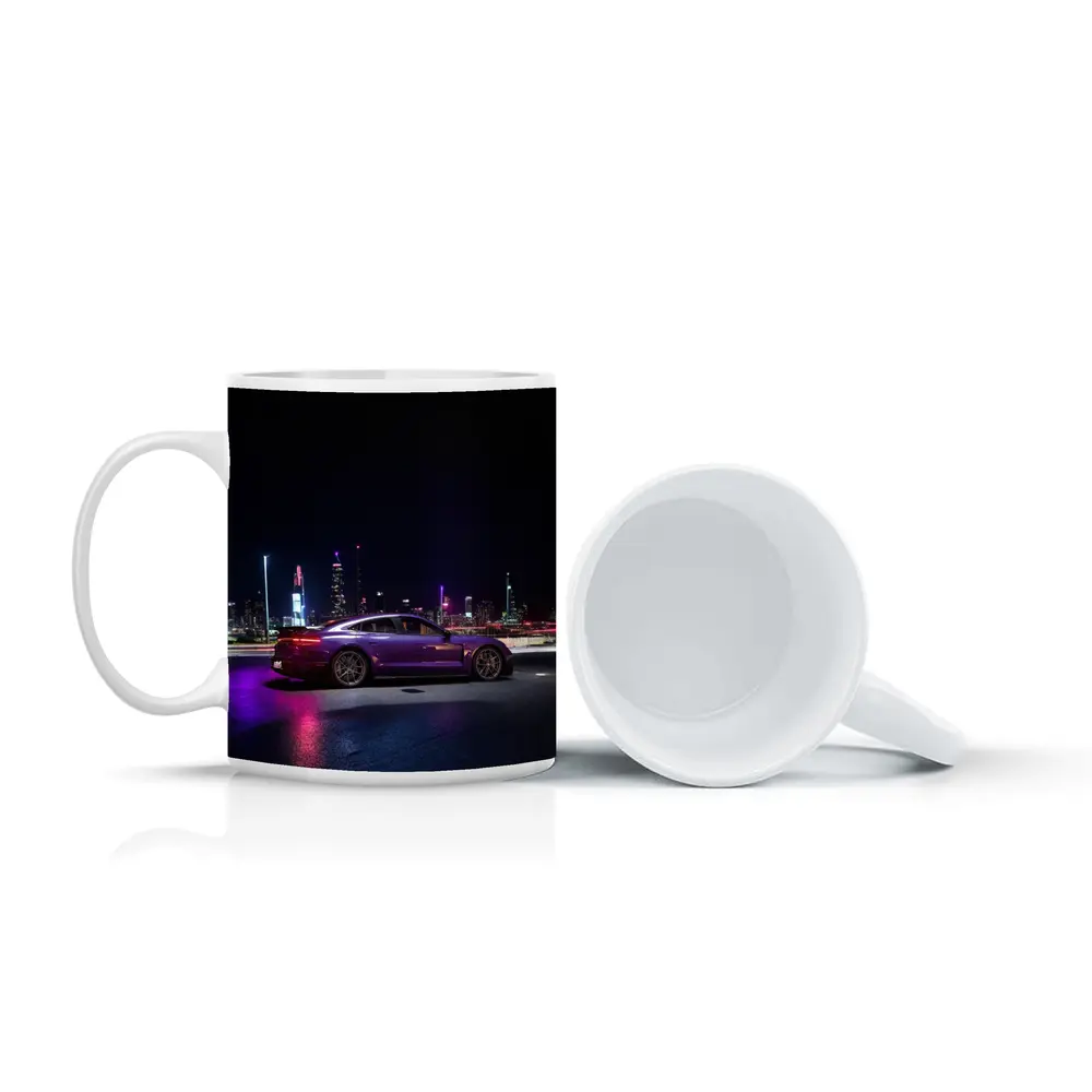 Porsche Taycan Purple Night City Skyline – Mugs