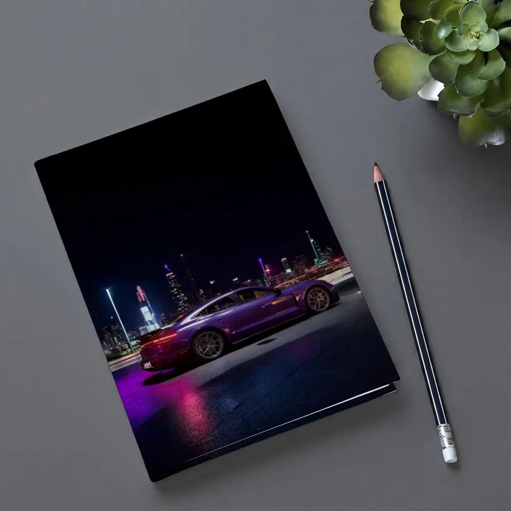 Porsche Taycan Purple Night City Skyline – Notebooks