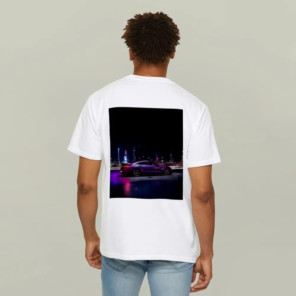 Porsche Taycan Purple Night City Skyline – T-Shirts