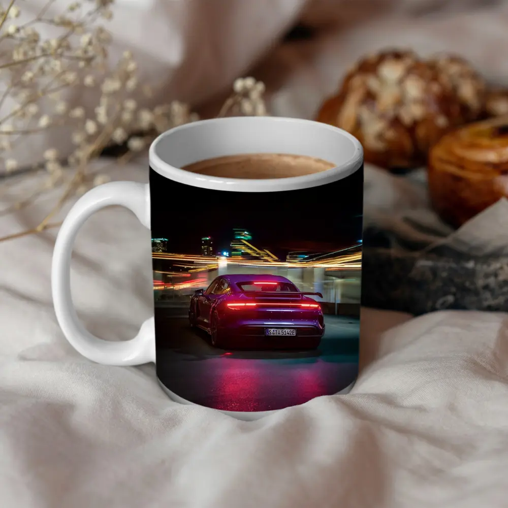 Porsche Taycan Rear Night City Lights – Mugs