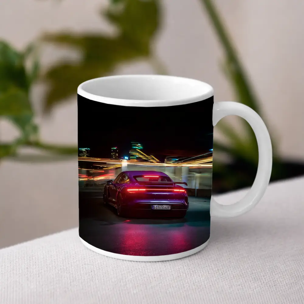 Porsche Taycan Rear Night City Lights – Mugs