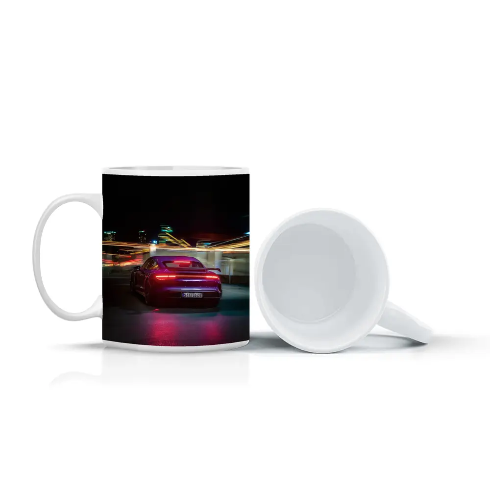 Porsche Taycan Rear Night City Lights – Mugs