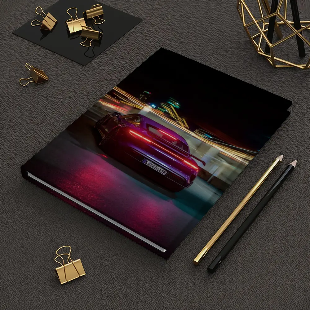 Porsche Taycan Rear Night City Lights – Notebooks