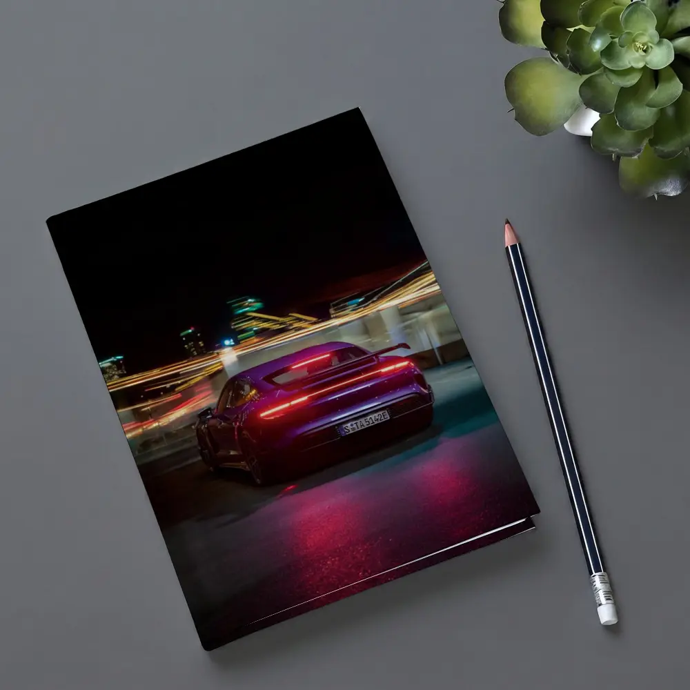 Porsche Taycan Rear Night City Lights – Notebooks
