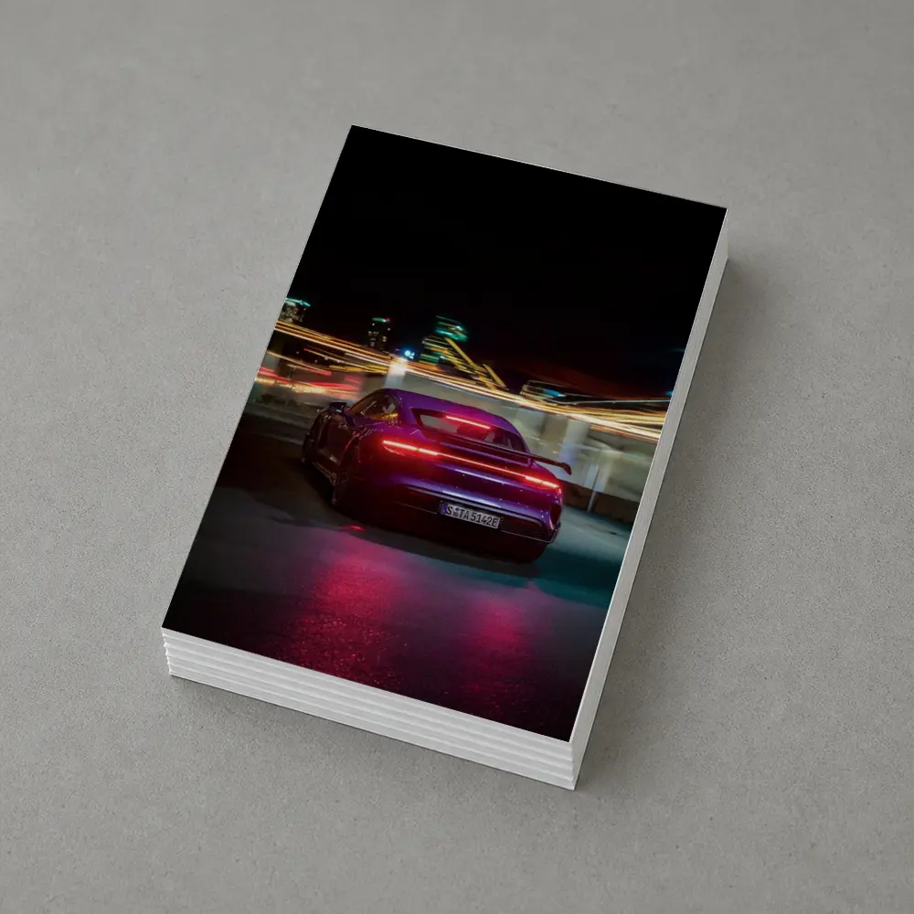 Porsche Taycan Rear Night City Lights – Postcards