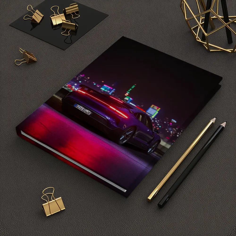 Porsche Taycan Night City Lights Rear View – Notebooks
