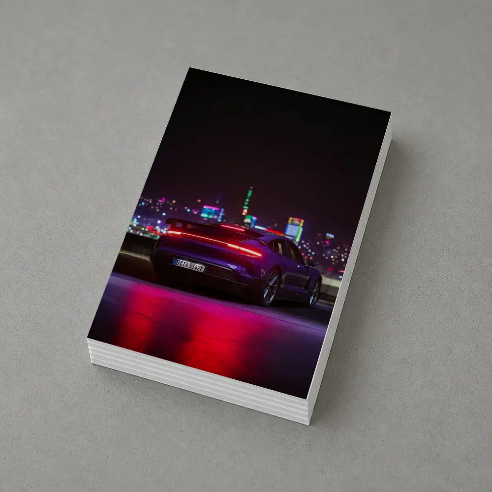 Porsche Taycan Night City Lights Rear View – Postcards