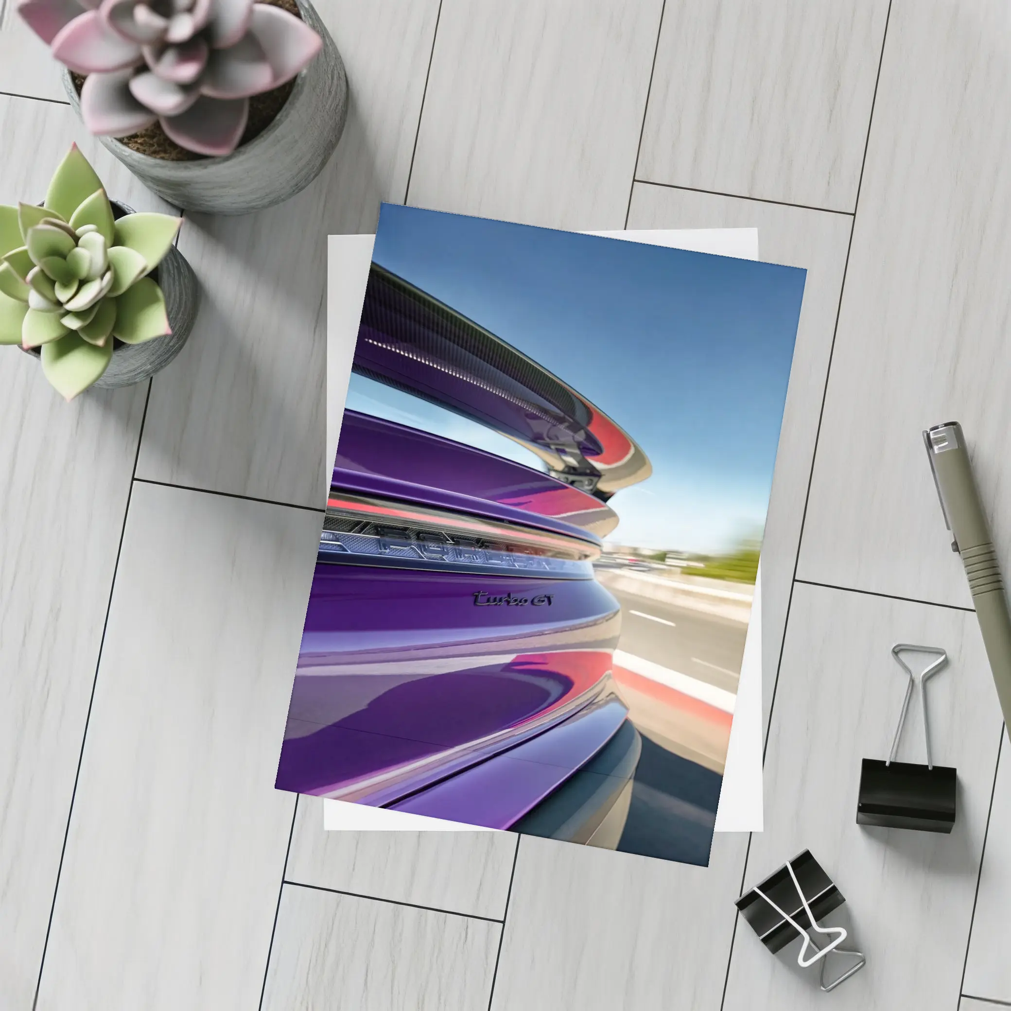 Porsche Taycan Turbo GT Purple Highway Speed – Postcards