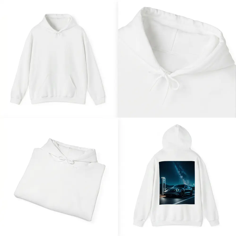 Porsche Taycan Charging Under Milky Way Night – Hoodies