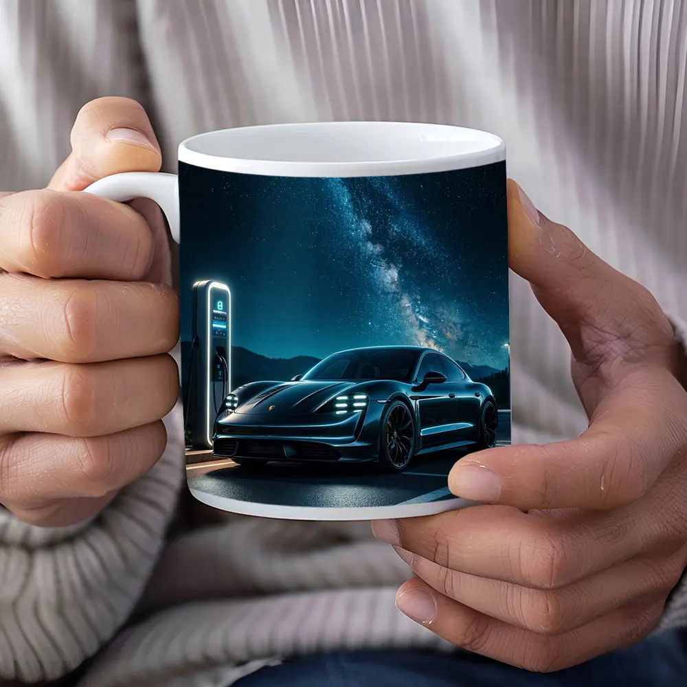 Porsche Taycan Charging Under Milky Way Night – Mugs
