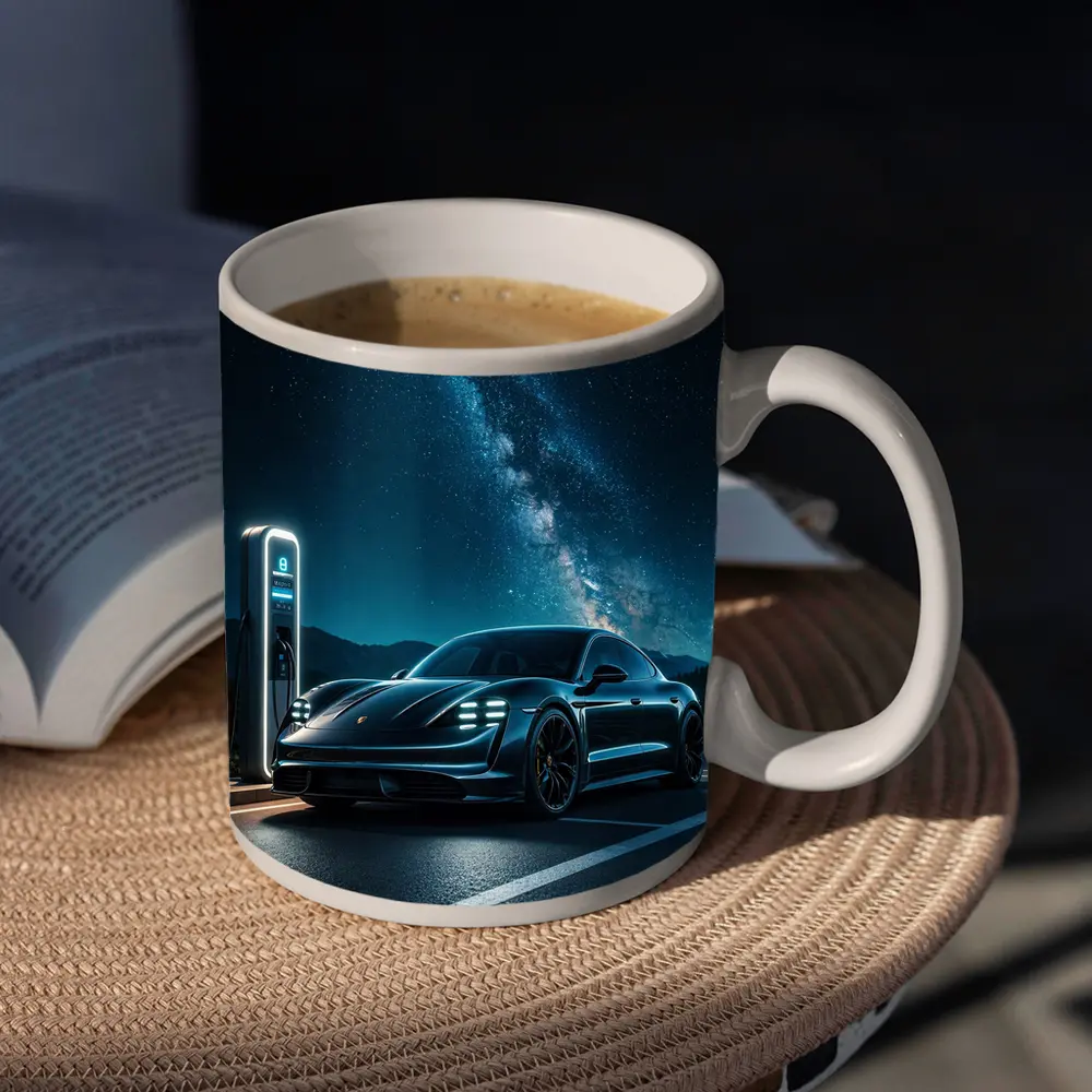 Porsche Taycan Charging Under Milky Way Night – Mugs