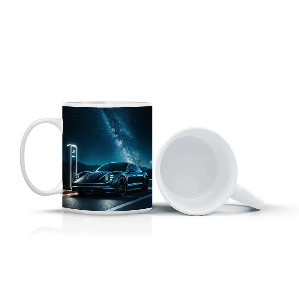 Porsche Taycan Charging Under Milky Way Night – Mugs