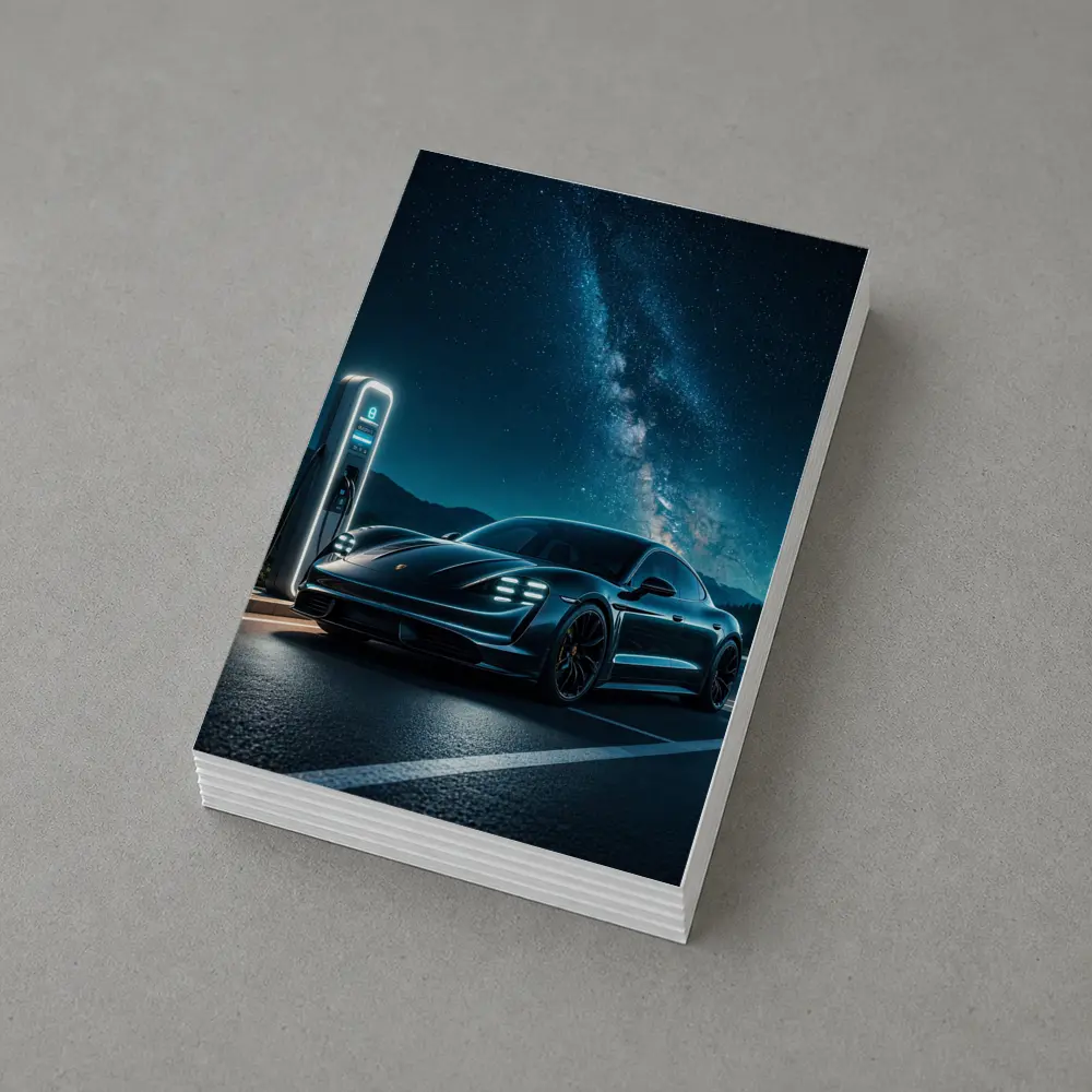 Porsche Taycan Charging Under Milky Way Night – Postcards