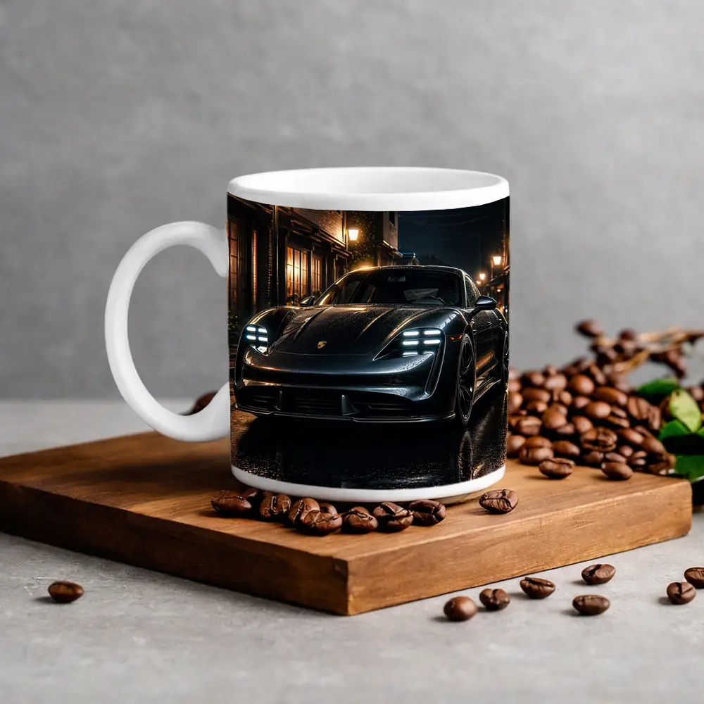Porsche Taycan Night Wet Street Dark – Mugs