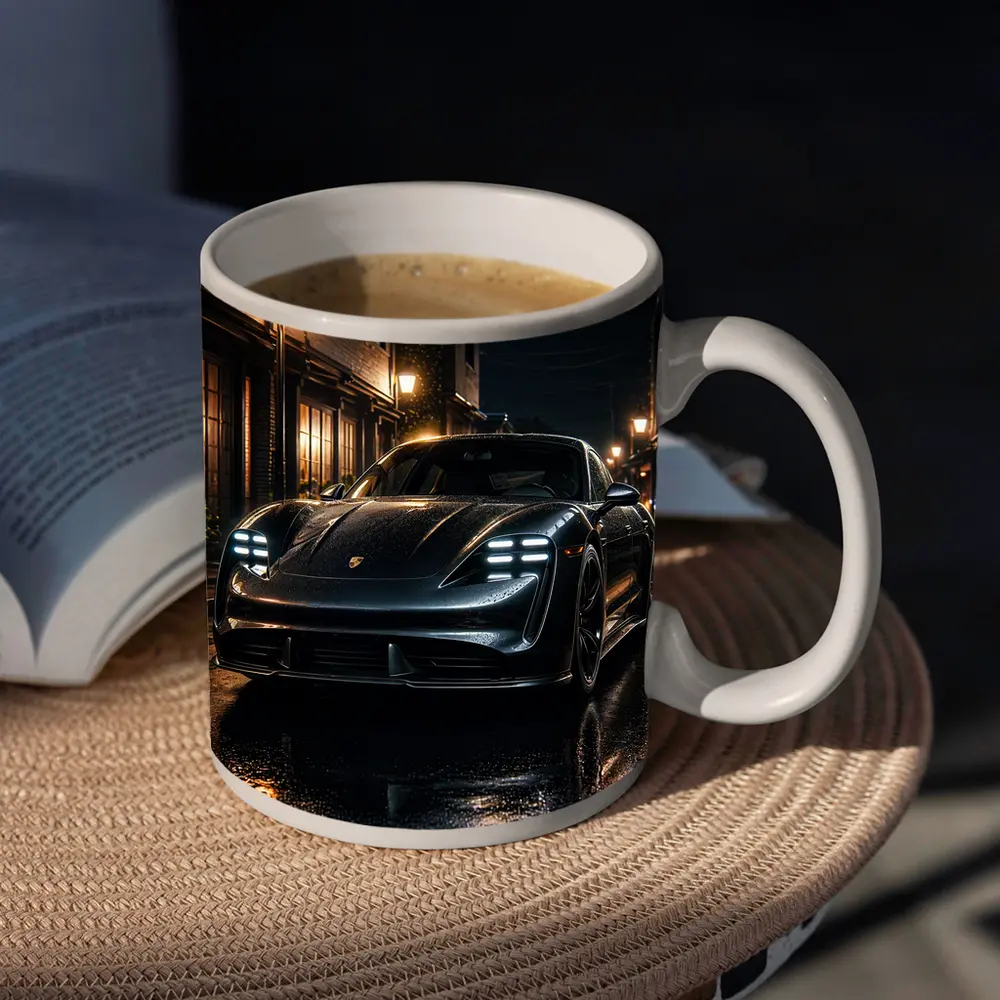 Porsche Taycan Night Wet Street Dark – Mugs