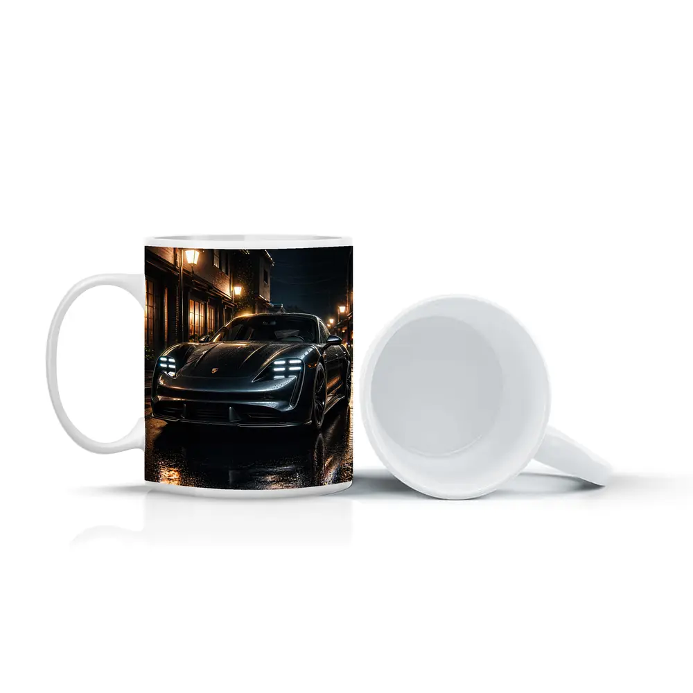 Porsche Taycan Night Wet Street Dark – Mugs