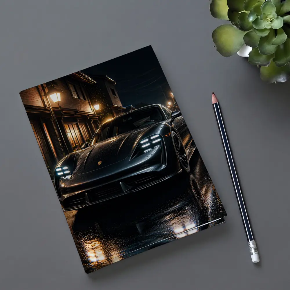 Porsche Taycan Night Wet Street Dark – Notebooks