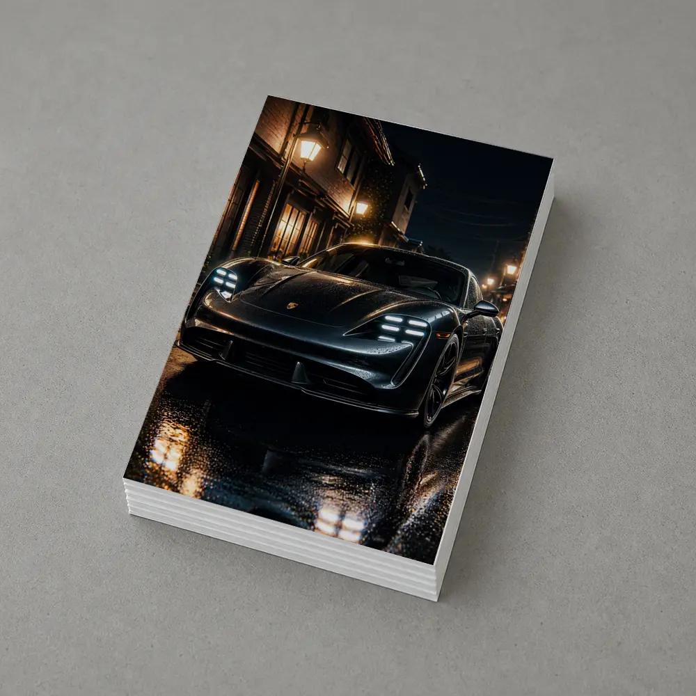 Porsche Taycan Night Wet Street Dark – Postcards