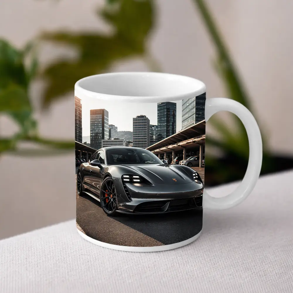 Porsche Taycan Turbo S City Background – Mugs