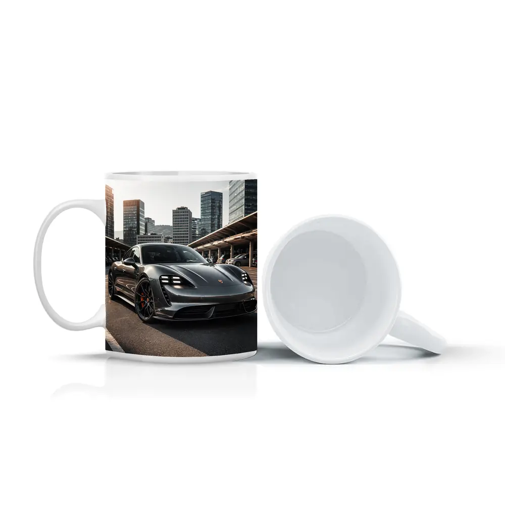 Porsche Taycan Turbo S City Background – Mugs