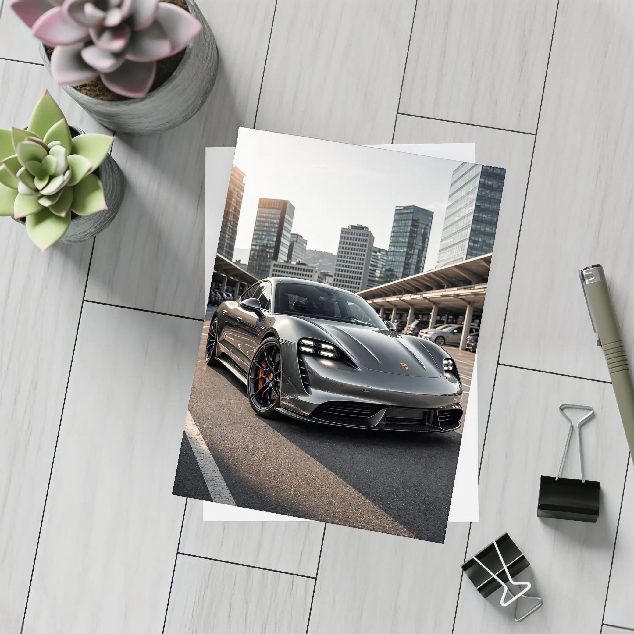 Porsche Taycan Turbo S City Background – Postcards