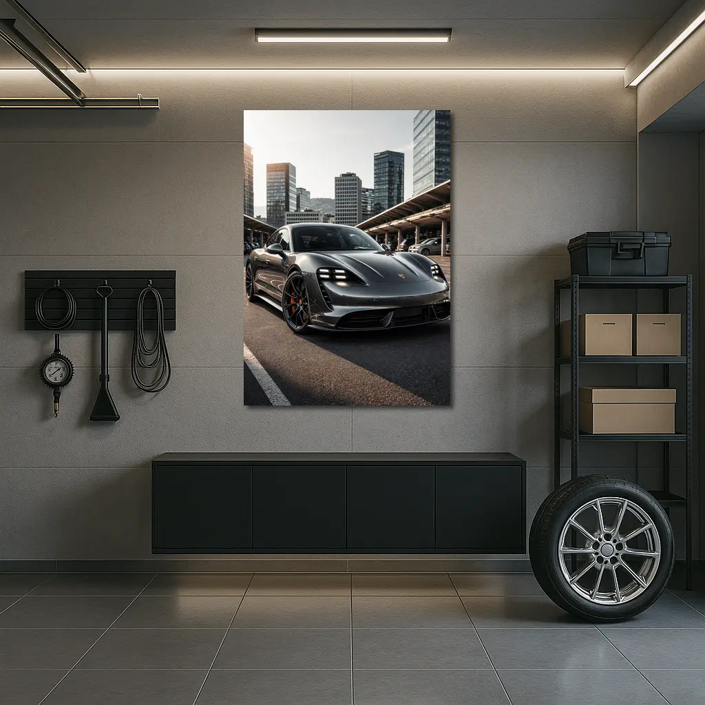 Porsche Taycan Turbo S City Background – Wall Art