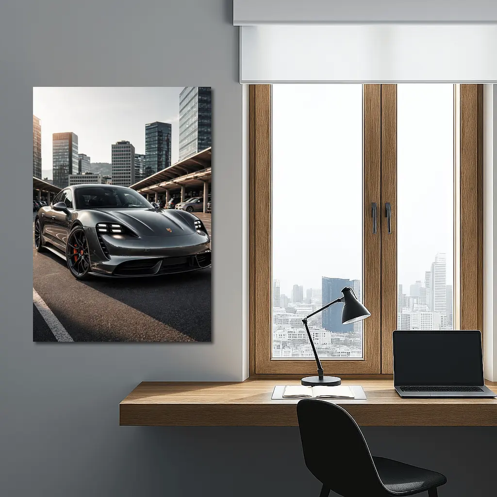 Porsche Taycan Turbo S City Background – Wall Art