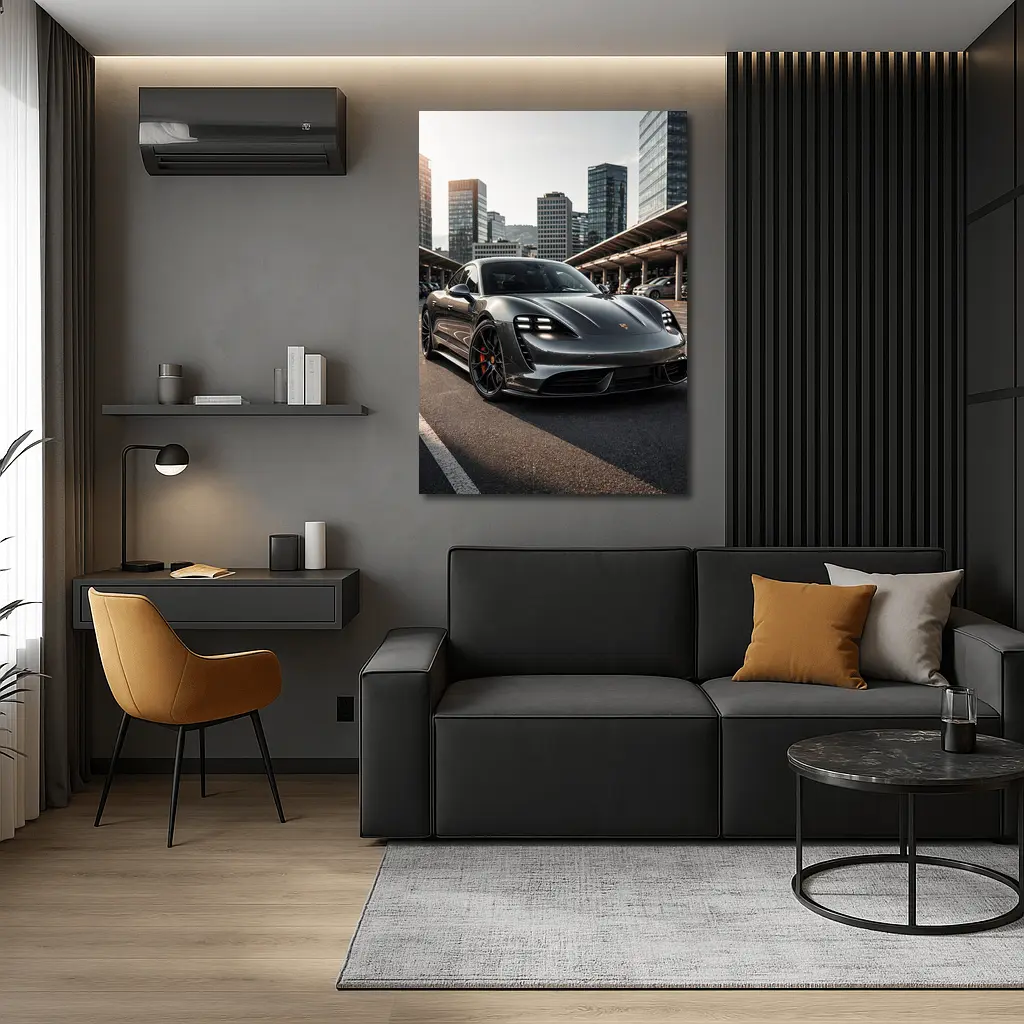 Porsche Taycan Turbo S City Background – Wall Art