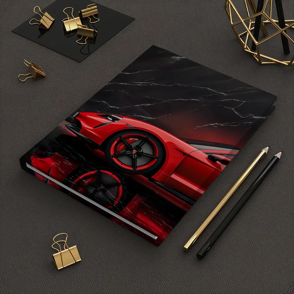 Porsche Taycan Red Against Black Marble – Notebooks