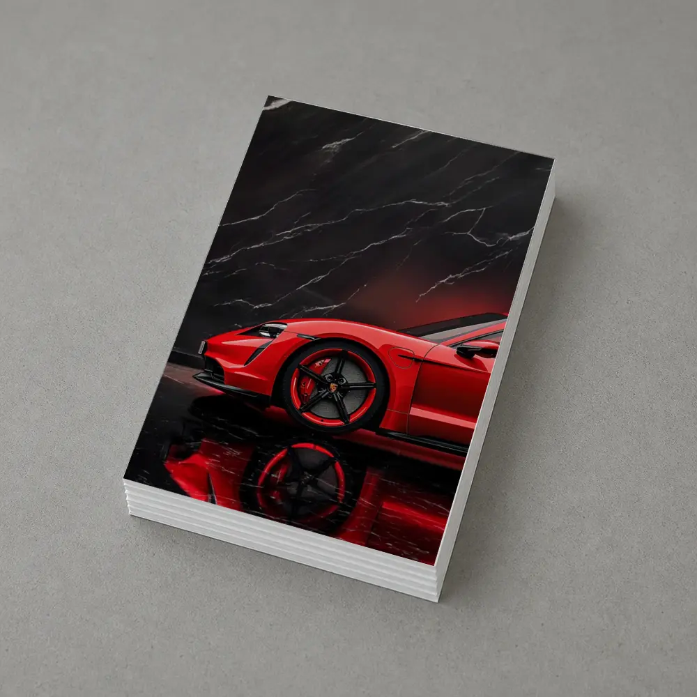 Porsche Taycan Red Against Black Marble – Postcards