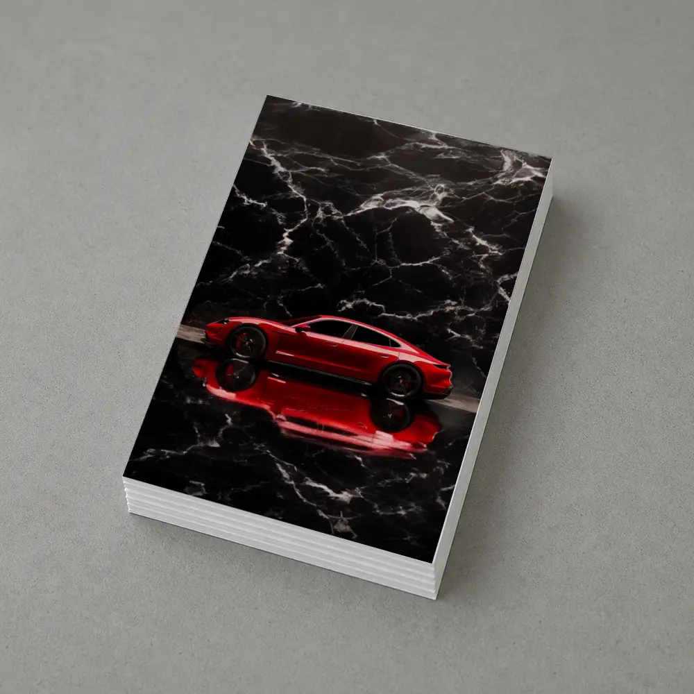 Porsche Taycan Red on Black Marble – Postcards