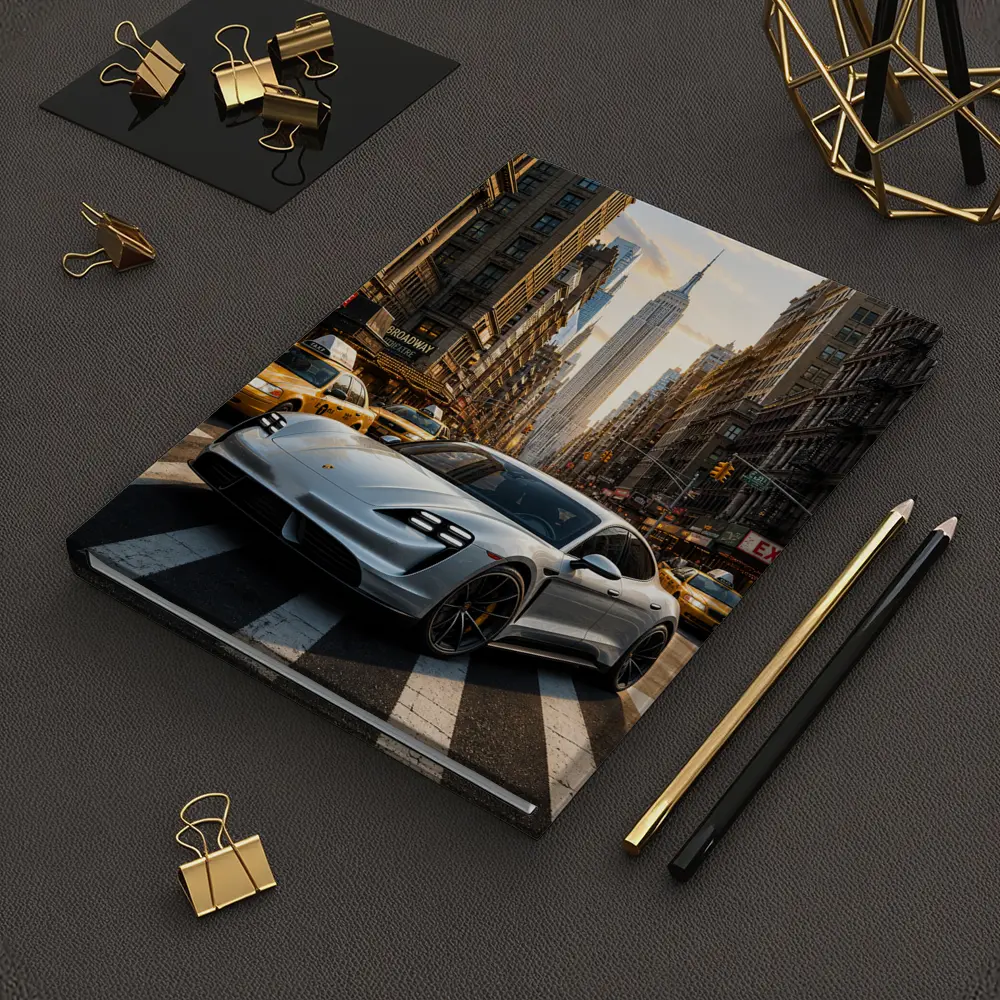 Porsche Taycan Silver On New York Streets – Notebooks