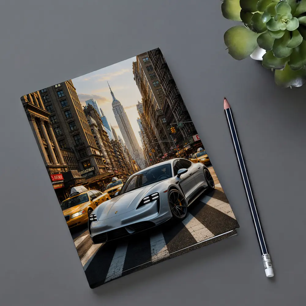 Porsche Taycan Silver On New York Streets – Notebooks