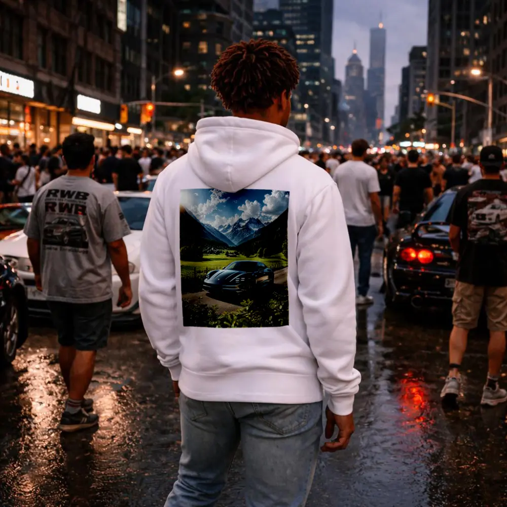 Porsche Taycan Black Alpine Valley Road – Hoodies