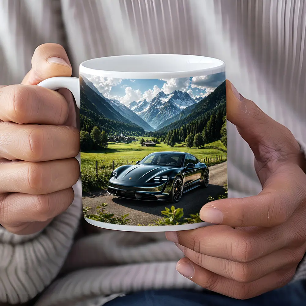 Porsche Taycan Black Alpine Valley Road – Mugs