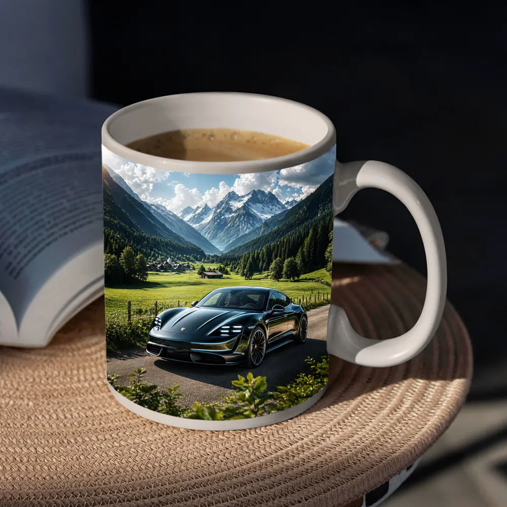 Porsche Taycan Black Alpine Valley Road – Mugs
