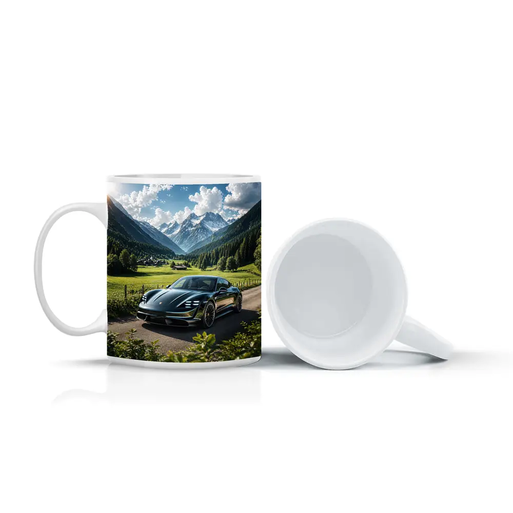 Porsche Taycan Black Alpine Valley Road – Mugs