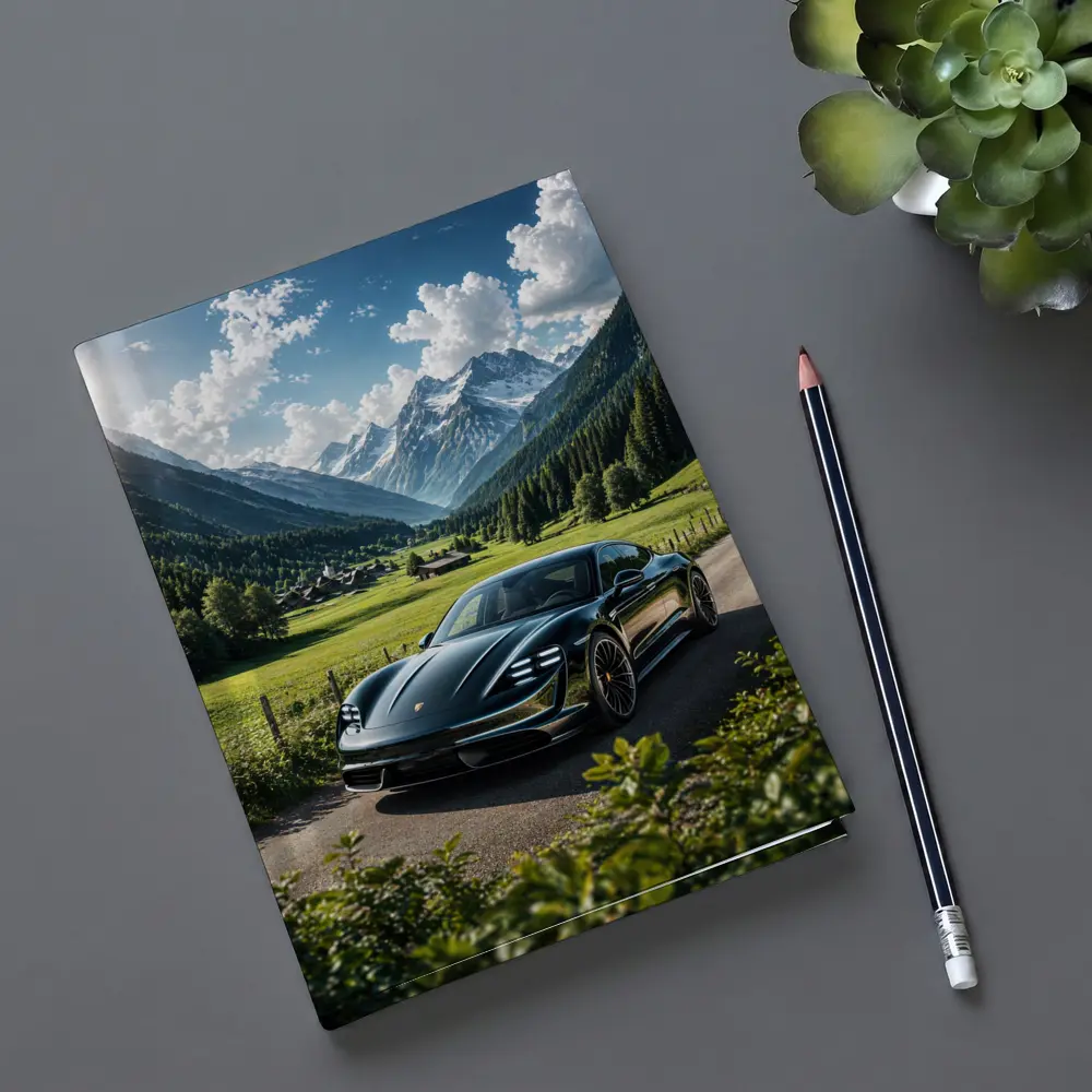Porsche Taycan Black Alpine Valley Road – Notebooks